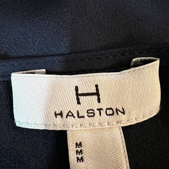 Like new H by HALSTON Navy Blue Satin-Like Sleeveless Shift Dress Size Medium - Picture 4 of 10